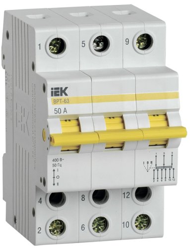 Переключатель фаз трехпозиционный IEK KARAT ВРТ-63 3п 50А тип AC фото Переключатель фаз трехпозиционный IEK KARAT ВРТ-63 3п 50А тип AC картинка